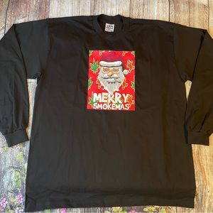 Merry Smokemas Black Long Sleeve T-Shirt